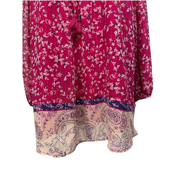 St. John's Bay Women's Blouse Plus Sz 2X Red Shiney Stripes Floral Flowy - Picture 4 of 15